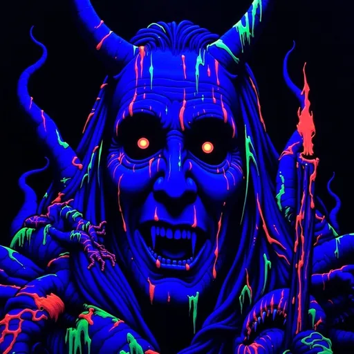 Prompt: Hell raiser (black light art)