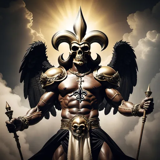 Prompt: The New Orleans Saints as a God.
Heavenly vengeful monster