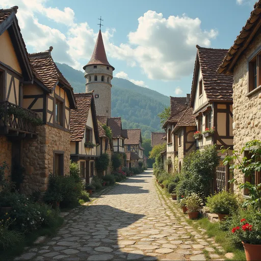 Prompt: Medival town