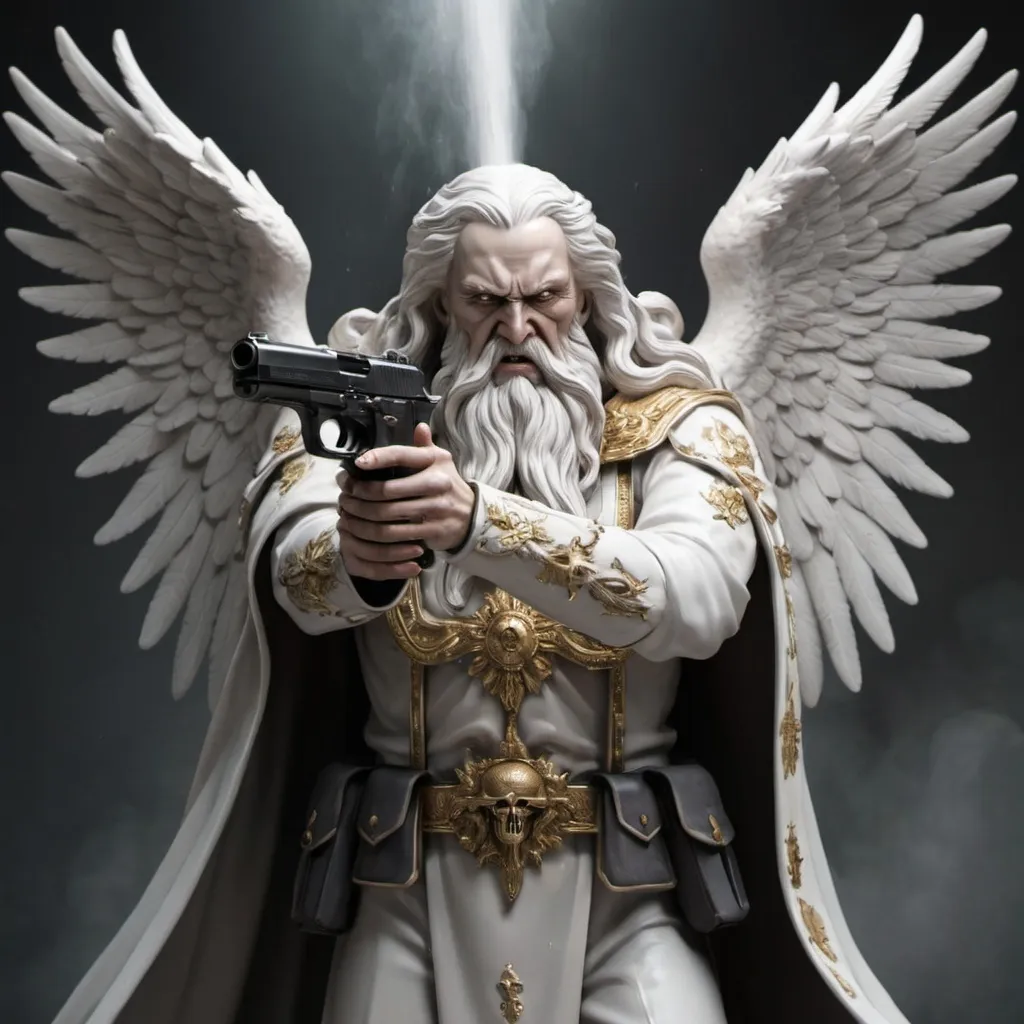 Prompt: weeping male 
seraphim shooting guns