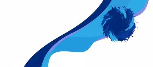 Prompt: Abstract, dynamic graphic element in a vector art style. Features layered, sweeping, curved shapes that flow diagonally. Colors: Deep royal blue, vibrant azure blue, and a very subtle periwinkle (light purple) accent. The graphic must have sharp, clean edges and convey powerful, fluid motion. Isolated element, 8K, vector illustration.