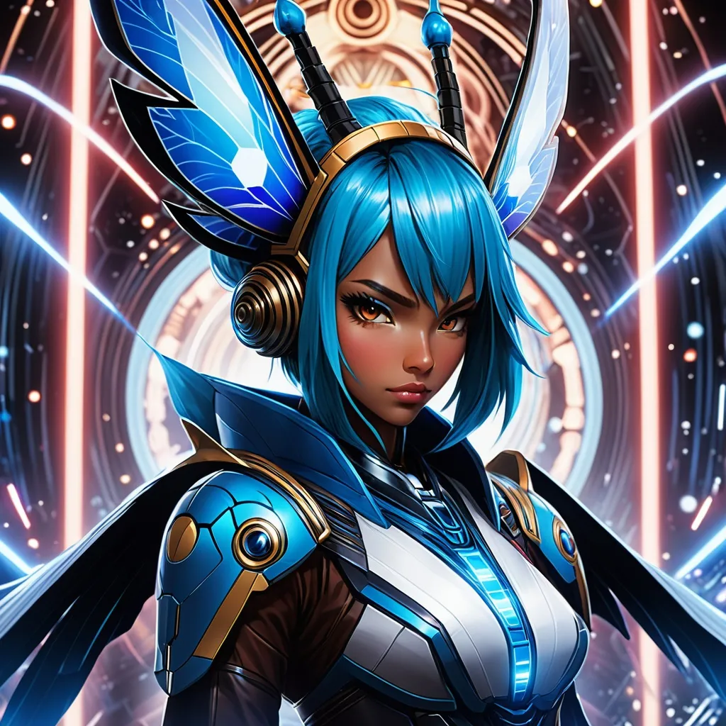 Prompt: mirror ka in the void:: blue eyed samurai geisha shogun:: techno ghost shells 

Within this 8K anime-style masterpiece, imagine not only the extraordinary humanoid carpenter bee but also a captivating Digimon companion standing by your side. The bee, with its glowing brown skin and animated afro hairstyle, exudes vitality. In your grasp, the luminous lightsaber adds an element of forceful determination, all meticulously detailed in the anime aesthetic.

Your focused expression as you tap into the force is complemented by the presence of your Digimon companion. This digital creature, intricately designed in the high-definition resolution, stands by your side, ready for the cosmic adventure. Against the futuristic dreamscape backdrop, swirling galaxies and vivid lighting create an enchanting atmosphere.

Together, you and your Digimon companion become central figures in this 8K anime masterpiece, blending dynamic character design, force manipulation, and the digital mystique of the Digimon universe, all rendered in stunning detail.