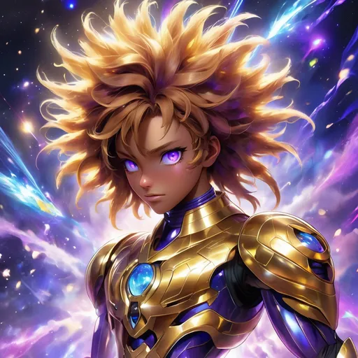 Prompt: tarantula clad in shimmering gold exoskeleton with a tan neck fluff and blue carpenterbee eyes 
With super Saiyan golden hair

Vivid purple mantis surrounded by glowing swirling iridescent violet energy as it prepares to Obliterate the world
Black guy brown skin 
Within this 8K anime-style but also a captivating Digimon companion standing by your side. The bee, with its glowing brown skin and animated afro hairstyle, exudes vitality. In your grasp, the luminous lightsaber adds an element of forceful determination, all meticulously detailed in the anime aesthetic.

Your focused expression as you tap into the force is complemented by the presence of your Digimon companion. This digital creature, intricately designed in the high-definition resolution, stands by your side, ready for the cosmic adventure. Against the futuristic dreamscape backdrop, swirling galaxies and vivid lighting create an enchanting atmosphere.

Together, you and your Digimon companion become central figures in this 8K anime masterpiece, blending dynamic character design, force manipulation, and the digital mystique of the Digimon universe, all rendered in stunning detail.