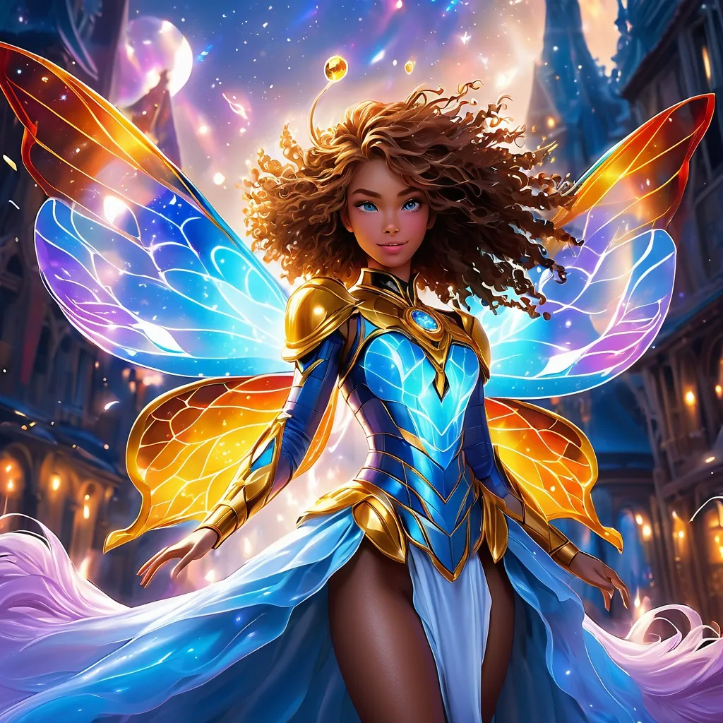 Prompt: full body, oil painting, fantasy, ((anthropomorphic furry bee girl)), red-furred-female, ((beautiful detailed face and glowing anime blue eyes)) long curly brown hair, straight hair, fox ears, rosy cheeks, smiling, looking at the viewer| Elemental star wizard wearing intricate glowing blue and white dress casting a spell, #3238, UHD, hd , 8k eyes, detailed face, big anime dreamy eyes, 8k eyes, intricate details, insanely detailed, masterpiece, cinematic lighting, 8k, complementary colors, golden ratio, octane render, volumetric lighting, unreal 5, artwork, concept art, cover, top model, light on hair colorful glamourous hyperdetailed medieval city background, intricate hyperdetailed breathtaking colorful glamorous scenic view landscape, ultra-fine details, hyper-focused, deep colors, dramatic lighting, ambient lighting god rays | by sakimi chan, artgerm, wlop, pixiv, tumblr, instagram, deviantart
Vivid purple mantis surrounded by glowing swirling iridescent violet energy as it prepares to Obliterate the world
Black guy brown skin 
Within this 8K anime-style but also a captivating Digimon companion standing by your side. The bee, with its glowing brown skin and animated afro hairstyle, exudes vitality. In your grasp, the luminous lightsaber adds an element of forceful determination, all meticulously detailed in the anime aesthetic.

Your focused expression as you tap into the force is complemented by the presence of your Digimon companion. This digital creature, intricately designed in the high-definition resolution, stands by your side, ready for the cosmic adventure. Against the futuristic dreamscape backdrop, swirling galaxies and vivid lighting create an enchanting atmosphere.

Together, you and your Digimon companion become central figures in this 8K anime masterpiece, blending dynamic character design, force manipulation, and the digital mystique of the Digimon universe, all rendered in stunning detail.
