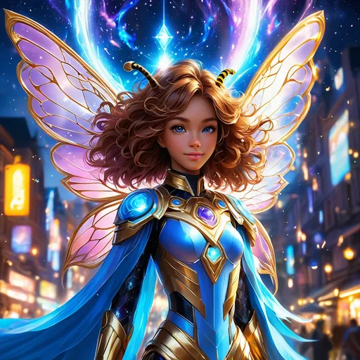 Prompt: full body, oil painting, fantasy, ((anthropomorphic furry bee girl)), red-furred-female, ((beautiful detailed face and glowing anime blue eyes)) long curly brown hair, straight hair, fox ears, rosy cheeks, smiling, looking at the viewer| Elemental star wizard wearing intricate glowing blue and white dress casting a spell, #3238, UHD, hd , 8k eyes, detailed face, big anime dreamy eyes, 8k eyes, intricate details, insanely detailed, masterpiece, cinematic lighting, 8k, complementary colors, golden ratio, octane render, volumetric lighting, unreal 5, artwork, concept art, cover, top model, light on hair colorful glamourous hyperdetailed medieval city background, intricate hyperdetailed breathtaking colorful glamorous scenic view landscape, ultra-fine details, hyper-focused, deep colors, dramatic lighting, ambient lighting god rays | by sakimi chan, artgerm, wlop, pixiv, tumblr, instagram, deviantart
Vivid purple mantis surrounded by glowing swirling iridescent violet energy as it prepares to Obliterate the world
Black guy brown skin 
Within this 8K anime-style but also a captivating Digimon companion standing by your side. The bee, with its glowing brown skin and animated afro hairstyle, exudes vitality. In your grasp, the luminous lightsaber adds an element of forceful determination, all meticulously detailed in the anime aesthetic.

Your focused expression as you tap into the force is complemented by the presence of your Digimon companion. This digital creature, intricately designed in the high-definition resolution, stands by your side, ready for the cosmic adventure. Against the futuristic dreamscape backdrop, swirling galaxies and vivid lighting create an enchanting atmosphere.

Together, you and your Digimon companion become central figures in this 8K anime masterpiece, blending dynamic character design, force manipulation, and the digital mystique of the Digimon universe, all rendered in stunning detail.
