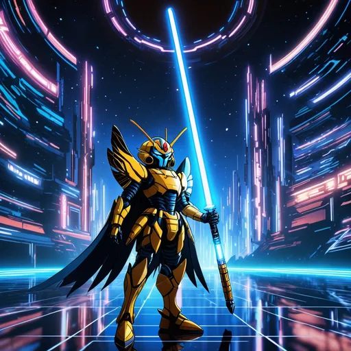 Prompt: mirror ka in the void:: blue eyed samurai geisha shogun:: techno ghost shells 

Within this 8K anime-style masterpiece, imagine not only the extraordinary humanoid carpenter bee but also a captivating Digimon companion standing by your side. The bee, with its glowing brown skin and animated afro hairstyle, exudes vitality. In your grasp, the luminous lightsaber adds an element of forceful determination, all meticulously detailed in the anime aesthetic.

Your focused expression as you tap into the force is complemented by the presence of your Digimon companion. This digital creature, intricately designed in the high-definition resolution, stands by your side, ready for the cosmic adventure. Against the futuristic dreamscape backdrop, swirling galaxies and vivid lighting create an enchanting atmosphere.

Together, you and your Digimon companion become central figures in this 8K anime masterpiece, blending dynamic character design, force manipulation, and the digital mystique of the Digimon universe, all rendered in stunning detail.