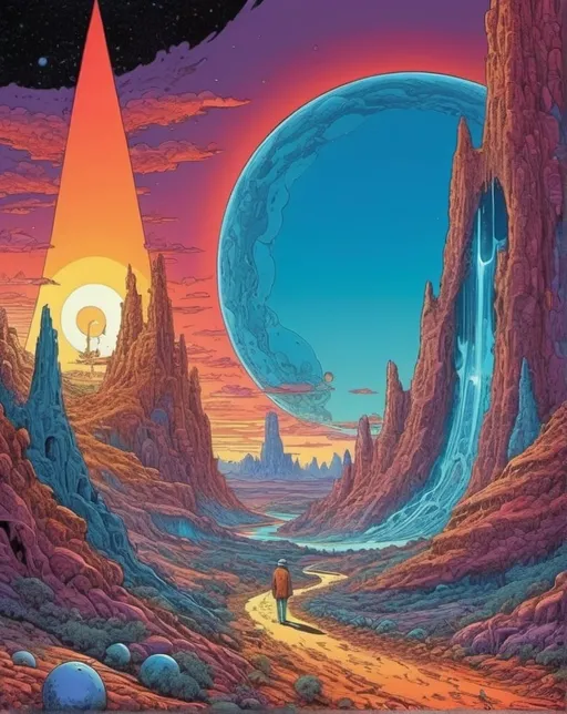 Prompt: psychedelic print 
Moebius (Jean Giraud) Style - A picture by Jean Giraud Moebius, ((masterpiece)), ((best quality)), (masterpiece, highest quality), (masterpiece),
(extremely intricate all details)、(extremely realistic all Texture )、(masterpiece), psychedelic abstract art, mind-bending, melting, vivid colors, 
a pop art painting inspired by Michael Deforge, dan mumford, tumblr, psychedelic art, psychedelic illustration, psychedelic acid trip, psychedelic trip, 
retro psychedelic illustration, psychedelic art style, psychedelic style, surreal psychedelic design, lsd trip, psychedelic fever dream, psychedelic lsd, 
shamanic horror lsd art, psychotropic psychedelic , crystal clear art style by Moebius