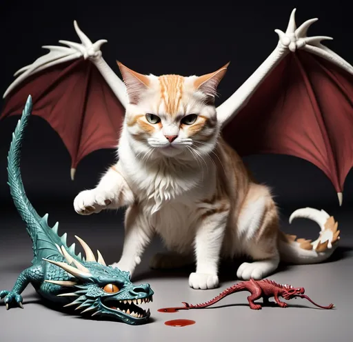 Prompt: A CAT KILLING A DRAGON