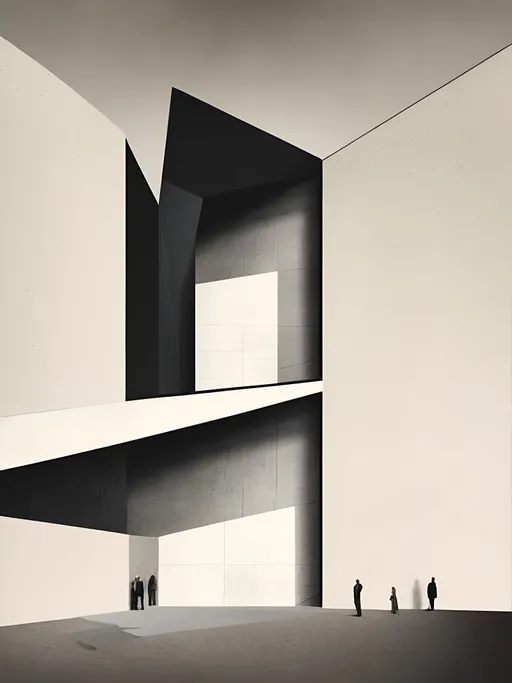 Prompt: <mymodel>Minimalistic highly layered collage relating to the concept of architectural tectonics, simple lines, collage textured paper monochromatic color scheme, blonde haired tall man who is fit standing or interacting somehow with the building, clean and uncluttered composition, lots of negative space, high contrast, minimalist style, black and white, simple shapes, high quality, minimalism, clean design, serene crisp white background, drawn on white card stock, highly considered, 