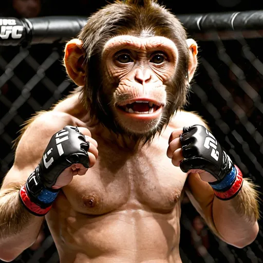 Prompt: Monkey makes his UFC debut