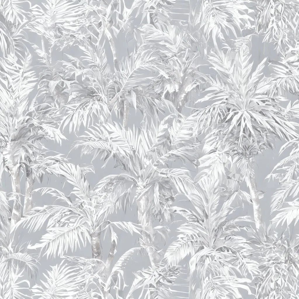 Prompt: Seamless jungle palm tree 
pattern in greyscale 