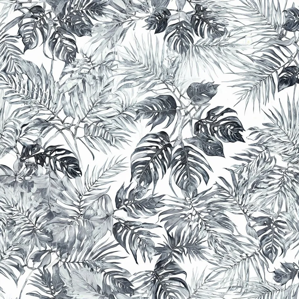 Prompt: Seamless jungle ti leaf
pattern in greyscale 