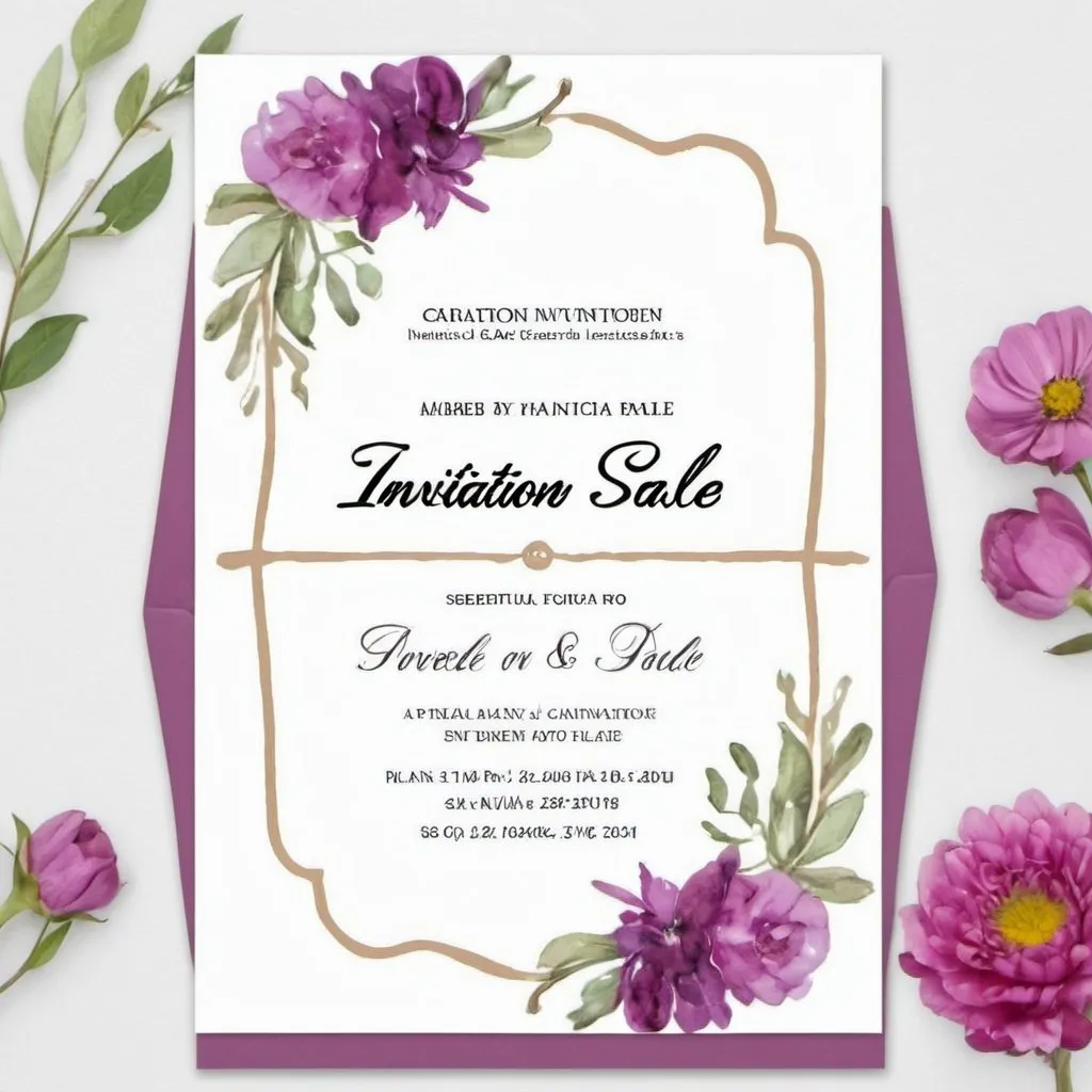 Prompt: Please create a photo of an invitation for sale