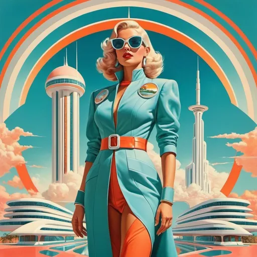 Prompt: retrofuturism style, show me the state of Florida represented as if it was a god 
