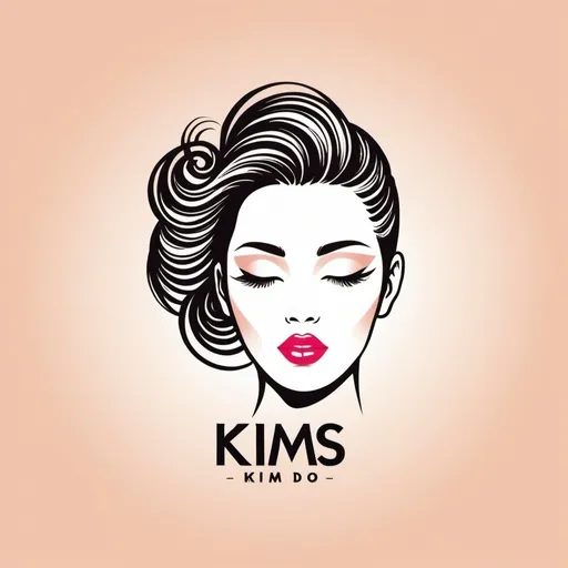 Prompt: Logo of Beauty Hairdo "Kims" , Text with word Kims, 