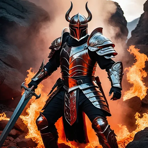 Prompt: full body action shot, a man who looks like Pedro Pascal is a paladin in hell, in the style of james cameron, dnd characters, red and black, draconic armor, great villain, fantasy photography, meticulous detail, hellscape --s 750 --v 6.0