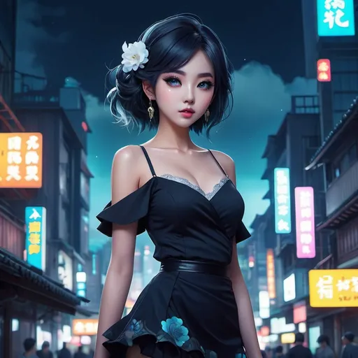 Prompt: lovely anime zombie asian woman with big eyes, full body artwork, cityscape background
dark atmosphere, dim lighting, Intricate, cool colors, digital painting, artstation, dreamlike, whimsical, art by loish and sakimichan and mandy jurgens
