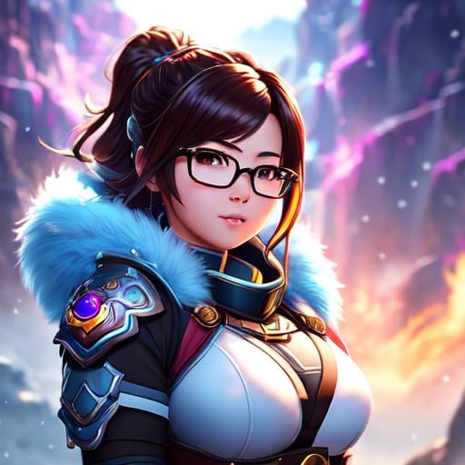 Prompt: illustration art, young Mei from Overwatch, front, wearing body accessories, epic Instagram, artstation, hyperdetailed intricately detailed, unreal engine, fantastical, intricate detail, splash screen, complementary colors, fantasy concept art, 8k, deviantart masterpiece, oil painting, heavy strokes, splash arts, Pixar
