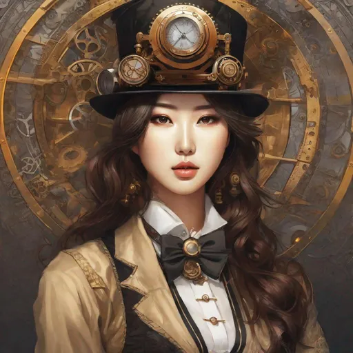 Prompt: portrait of steampunk korean by Neco