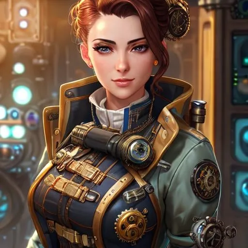 Prompt: steampunk female medic pointing a syringer at the viewer, mechanical, excited, skirt, symmetrical, perfect composition, hyperrealistic, super detailed, 8k, high quality, Splash art, front, epic Instagram, artstation, hyperdetailed intricately detailed, unreal engine, intricate detail, splash screen, complementary colors, concept art, 8k, heavy strokes, splash arts, full height, full body focus,