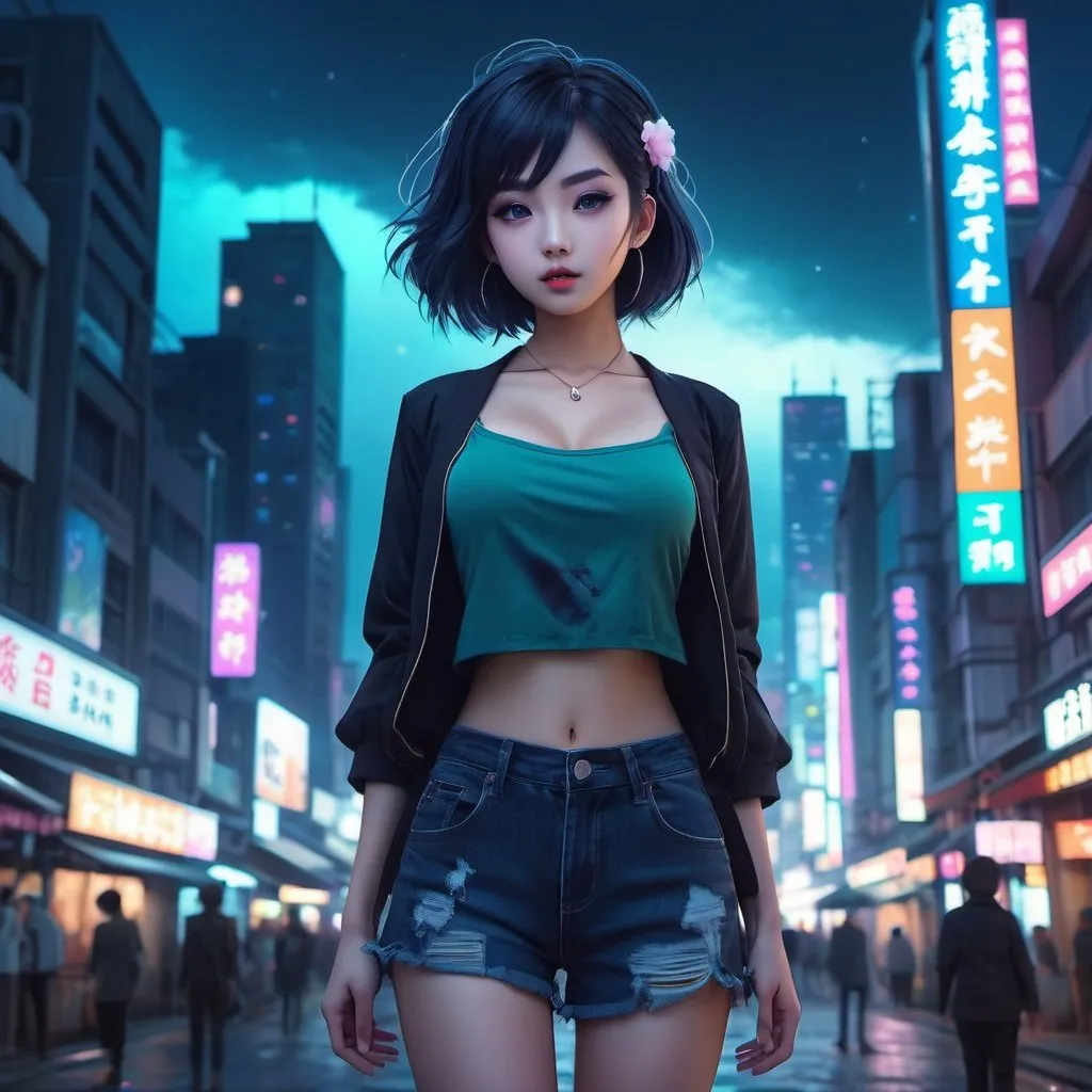 Prompt: lovely anime zombie asian woman with big eyes, full body artwork, cityscape background
dark atmosphere, dim lighting, Intricate, cool colors, digital painting, artstation, dreamlike, whimsical, art by loish and sakimichan and mandy jurgens