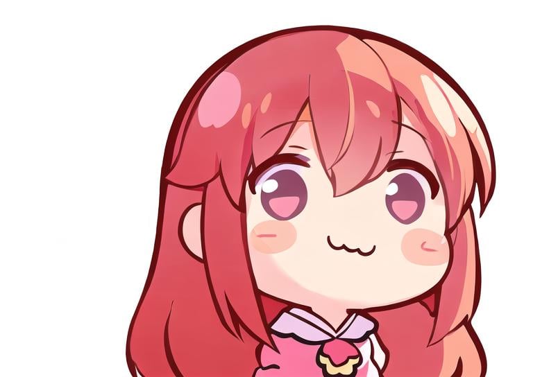 Prompt: white background, emotes, icon, sticker, decal, avatar, logo, telegram sticker, illustration icon, white background, illustration art, 2D illustration art, 2D vector art,
masterpiece best quality chibi Lilypichu character icon illustration, short pink hair, cartoon, chibi emote, illustration minimalism, vector, anime still frame,centered, white margin border,