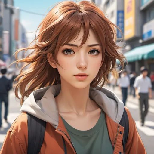 Prompt: (best-quality:0. 8), (best-quality:0. 8), perfect anime illustration, extreme closeup portrait of a pretty woman walking through the city