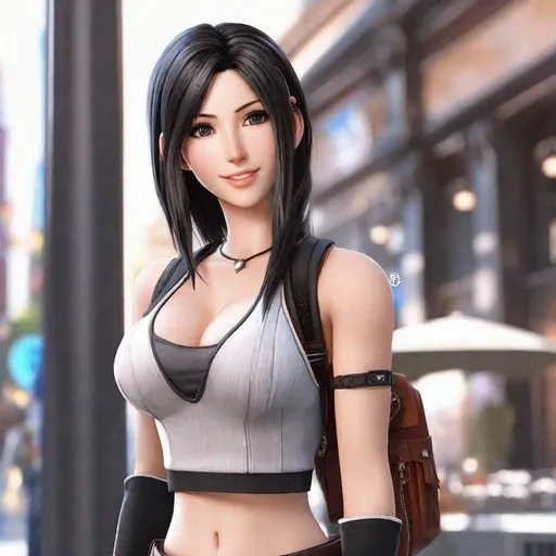 Prompt: semi-realistic anime Tifa Lockhart from Final Fantasy, skin highlights, hair highlights, movie scene, glamour, looking at viewer, wonderful face, very detailed face, extremely detailed face, highly detailed face, soft smile, happy, perfect face, perfect eyes, perfect teeth, perfect body, perfect anatomy, beautiful body, trending on instagram, trending on tiktok, trending on artstation, trending on cgsociety, white sclera, photorealistic, masterpiece, cinematic, 16k artistic photography, epic, drama, romance, glamour, beauty, cinematic lighting, dramatic lighting, insanely detailed, soft natural volumetric cinematic lighting, award-winning photography, rendering, hd, high definition, highly detailed