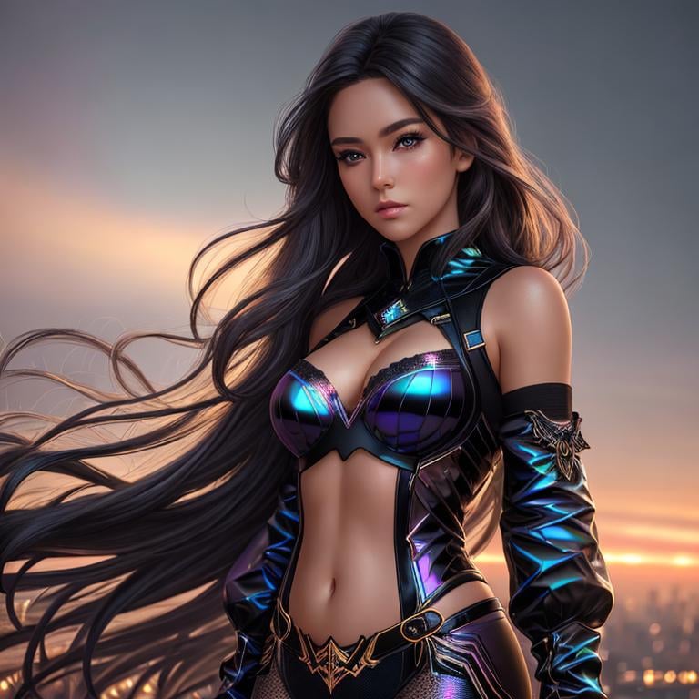 Prompt: (high quality)+, (high texture)+, (ultra detailed)+, (detailed background)++, (perfect anatomy)+, (proper finger structure)+, (quality artwork)+, (mature woman)++, solo, detailed face, iridescent hair, long hair, shiny hair, detailed hair, iridescent eyes, detailed eyes, google with neon trim++, (leather gloves)++, detailed accessories, detailed body)++, shiny skin, (fair skin)+, detailed skin, (bronze gears)++, road++, rain background++, (metal trees)++, (full body)+++, (sepia tones)++, (from ahead)++