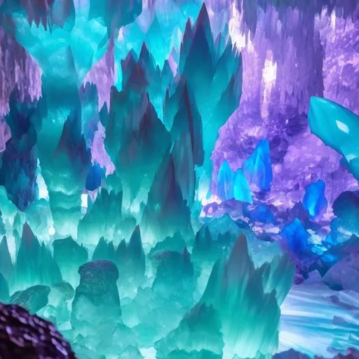 Prompt: Delve into the enchanting depths of crystal caves in today's challenge.  Whether it's a luminous cavern, sparkling geodes, or giant crystal formations, keep it colorful and iridescent for the best chance to win. ✨