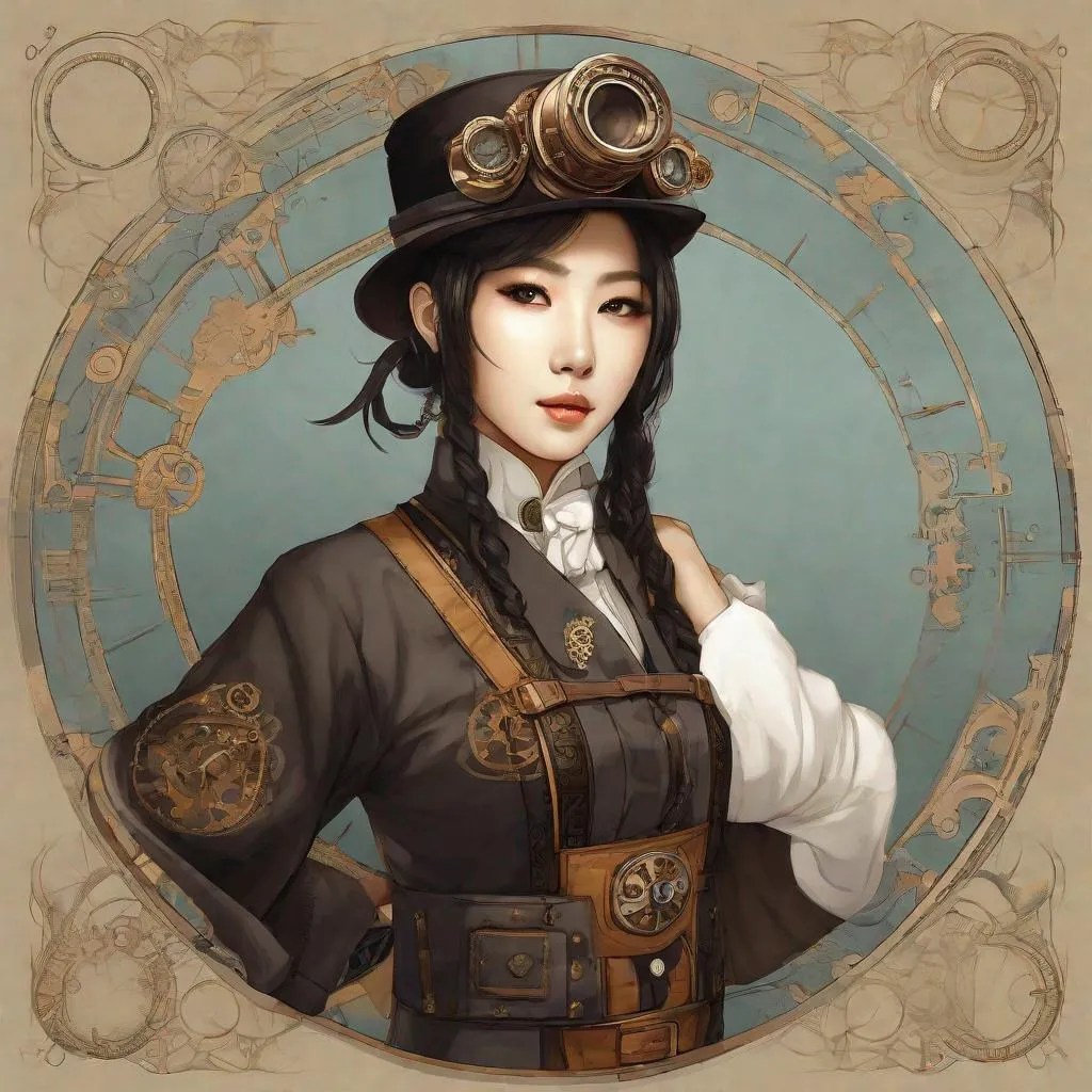 Prompt: portrait of steampunk korean by Keisan