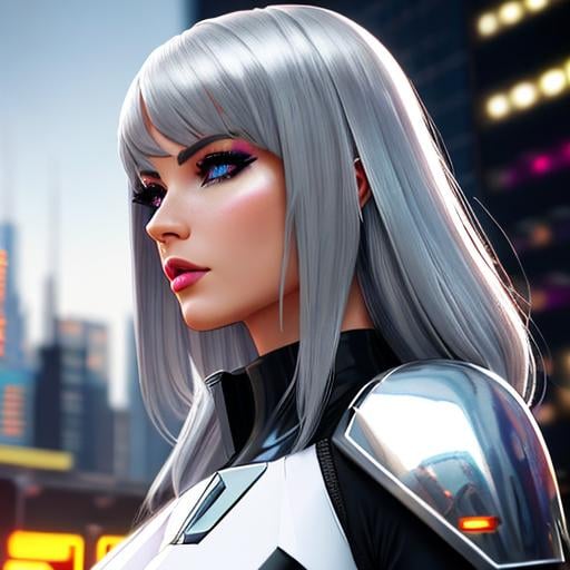 Prompt: portrait, cyberpunk shiny silver mandalorian, futuristic, highly detailed, made with blender --v 4 emphasizing the model's sharp features. The portrait is perfect for use in fashion magazines, advertising campaigns, or as a striking wall art print, cyberpunk, in the background a gigantic death star in a blurred city scene, artstation, 8k, octane render, unreal engine, very detailed, concept art, realistic, masterpiece, sharp, rule of thirds