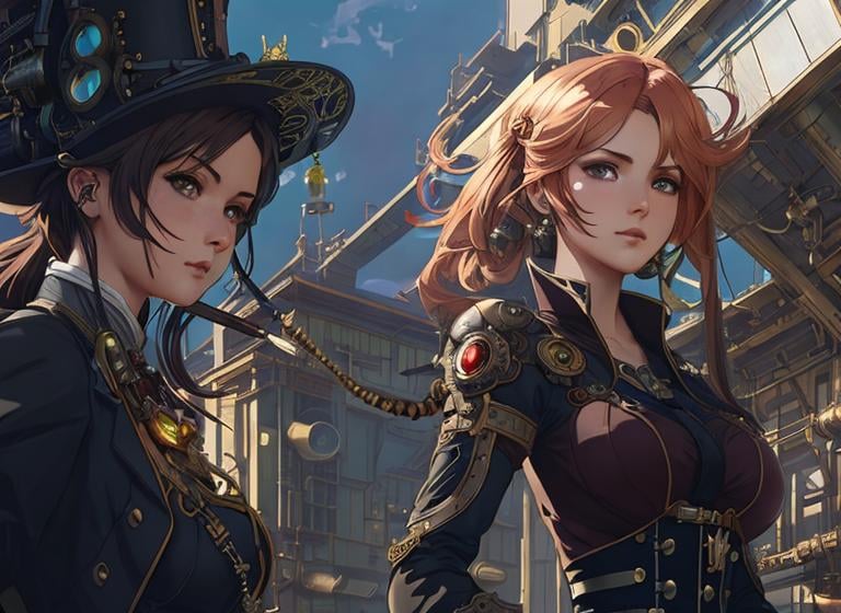 Prompt: steampunk anime, highly detailed, digital painting, artstation, hyperrealistic, sharp focus, illustration, art by artgerm and greg rutkowski and alphonse mucha, 8k, pretty eyes, award-winning cgi, blender, headshot