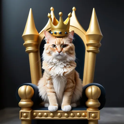 Prompt: Make a realistic cat on a throne with a gold crown