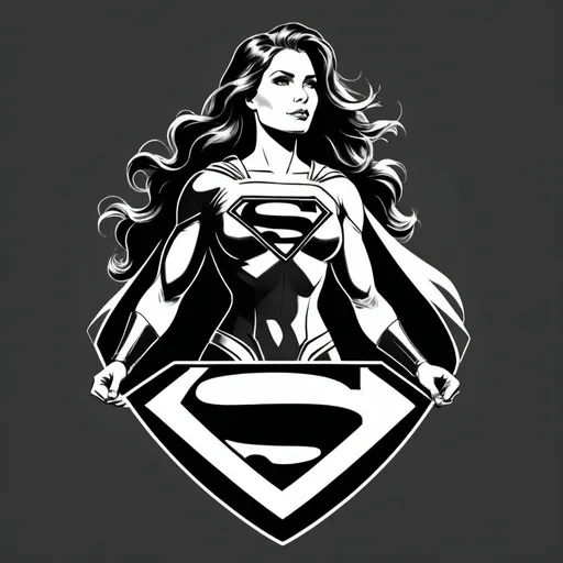 Prompt: superwoman in leadership emblem or crest black and white 
 