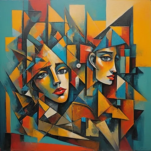 Prompt: Make me a cubist painting