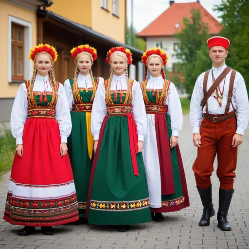 Prompt: Lithuanian national costumes

