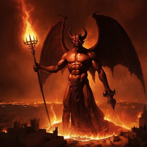 Prompt: hate, revenge, god, devil, fire, light, darkness, 
jerusalem, hell, astaroth, mars
