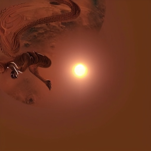 Prompt: dragon flying over mars in the day
