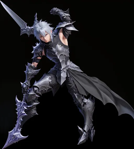 Prompt: 

Full body portrait, Riku from Kingdom Hearts, wearing Dragoon artifact knight armor from FFXIV, sleeveless, sleek black dragoon artifact helmet from FFXIV, using Soul Eater Blade from KH1 , tan body, castle background, ethereal, dark black mech tactical suit, stunning, royal vibe, highly detailed, digital painting, no helmet,  HD quality, tan skin,
