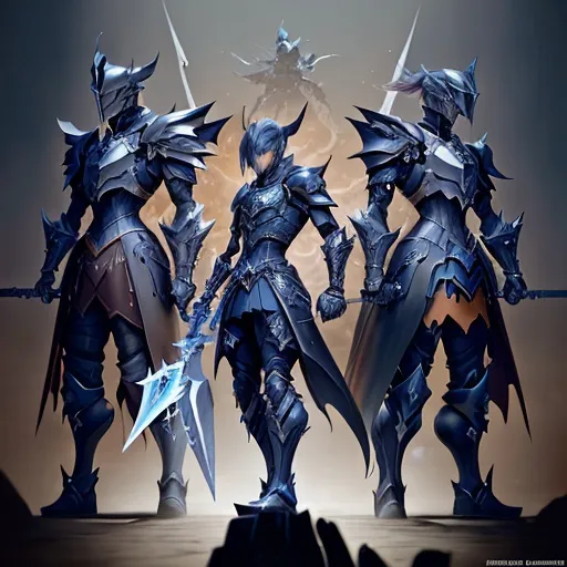 Prompt: 

Full body portrait ,Riku from KH2, wearing Dragoon artifact knight armor from FFXIV, sleeveless, sleek black dragoon artifact helmet from FFXIV, Wielding Soul Eater Weapon,   tan body, castle background, ethereal, dark black mech tactical suit, jewelry set, stunning, royal vibe, highly detailed, digital painting, helmet,  HD quality, tan skin,