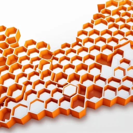 Prompt: Orange 3d Honeycomb footer with gradient white background 