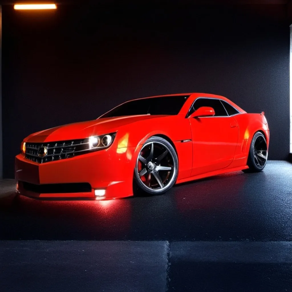 Prompt: a red car is parked in a dark room with a black background and a black floor and a black wall, Cornelisz Hendriksz Vroom, photorealism, redshift, a 3D render