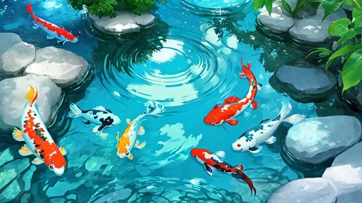 Prompt: turquoise water with koi fish profile picture