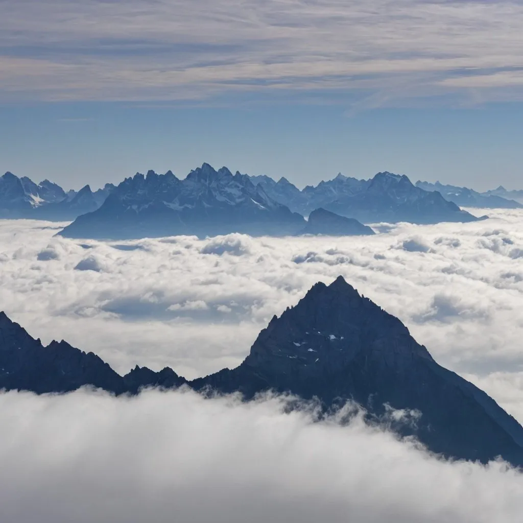 Prompt: berge mit einer maximalhöhe von 4500 metern über den wolken
