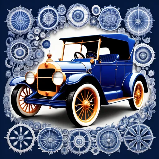 Prompt: Haeckel Indigo jalopy