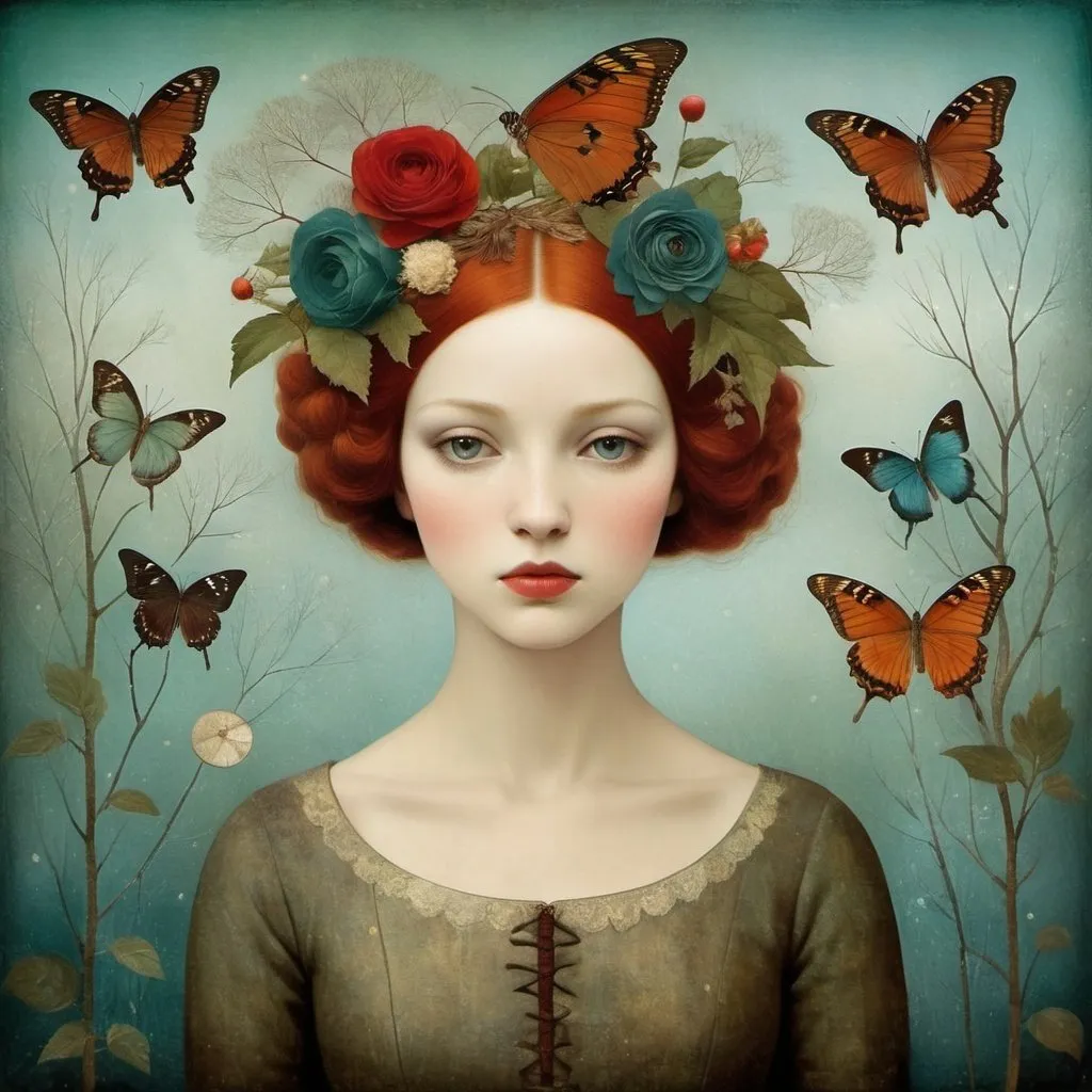 Prompt: the wintry garden dreams of summer, frontal portrait by Christian Schloe, Catrin Welz-Stein and Bill Carman