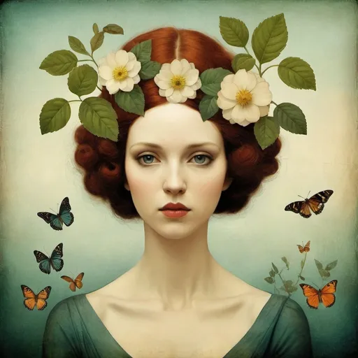 Prompt: A botanical illustration of a woman by Christian Schloe