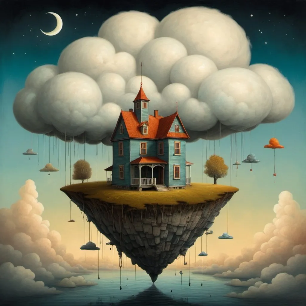 Prompt: Igor Kieryluk + Andy Kehoe :: (( A Cute Quaint CloudHouse In The Sky )) :: Vladimir Kush + Igor Morski + Jesse Treece + Shaun Tan + Jeff Soto