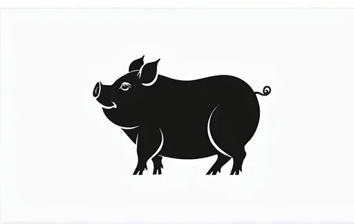 Prompt: Clean modern illustration of a sleek pig, bold black and white contrast, minimalist design, sharp lines, high quality, modern art, contemporary, black and white, minimalist, sleek design, professional, high contrast